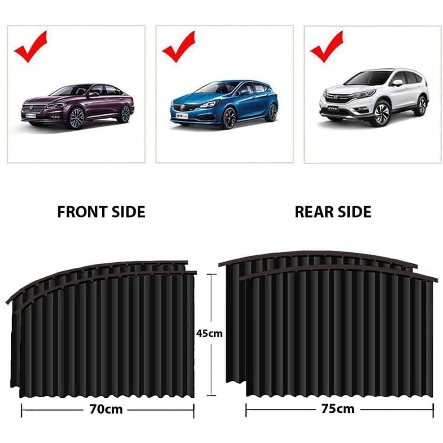 Car Window Curtains (4 Pcs) – Heat & Sunshade Protection with Hooks & Adhesive Tape
