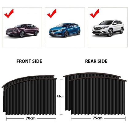 Car Window Curtains (4 Pcs) – Heat & Sunshade Protection with Hooks & Adhesive Tape