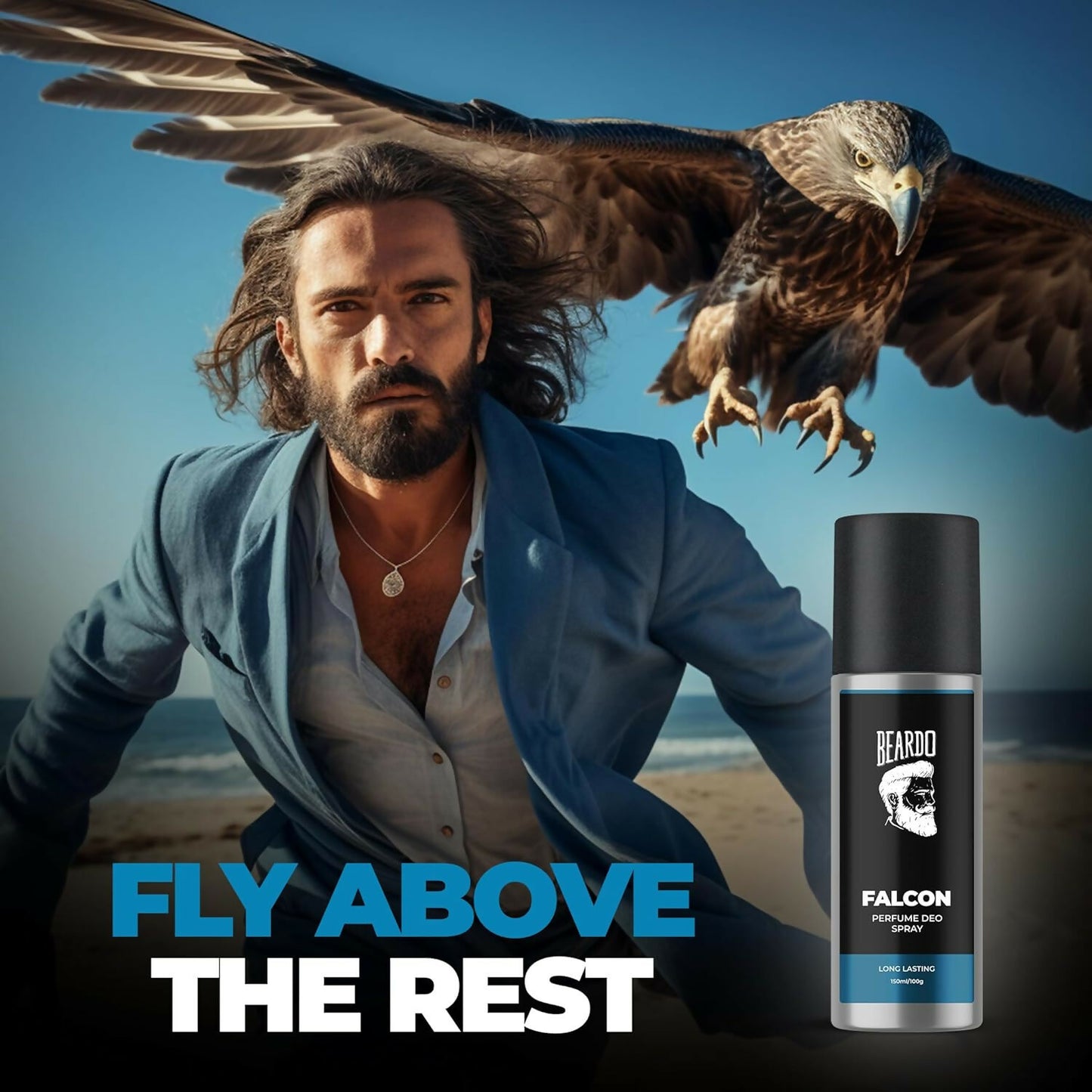 Beardo Falcon Perfume Deo 150ml Amber Fresh Musk Deodorant Body Spray