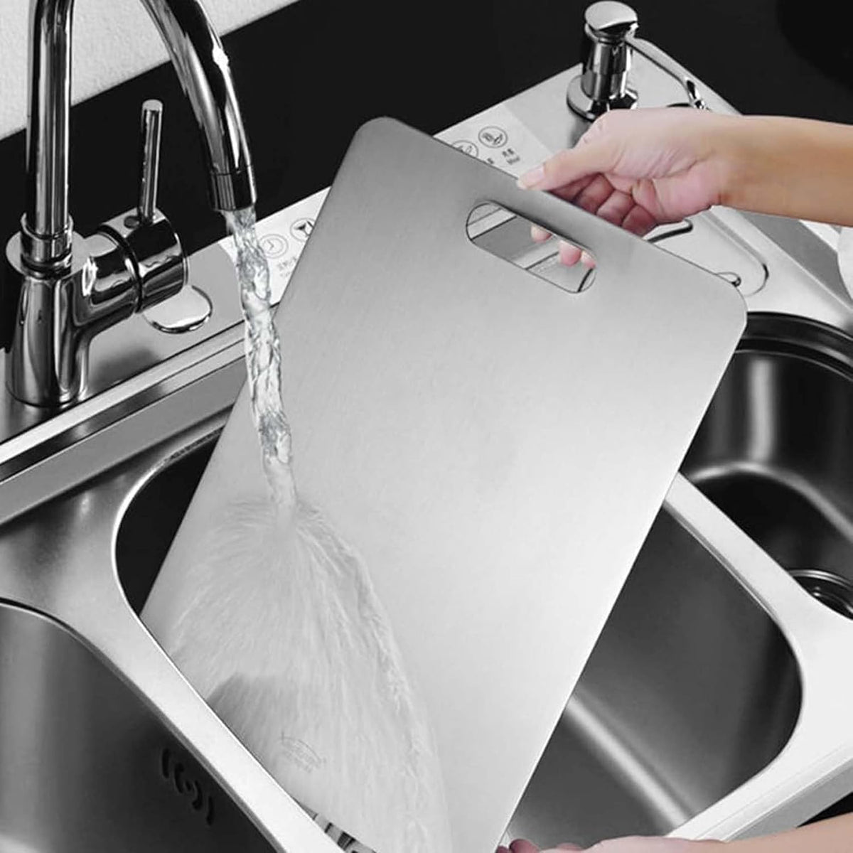 Supermom Medium Stello Stainless Steel Chopping Board – 1.5mm Thick Durable Cutting Board for Vegetables, Fruits, Meat &amp; Kitchen Use (228 x 330 mm)