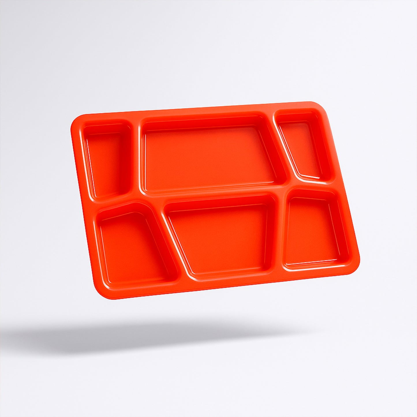 Plastic Multi-compartment Rectangular Meal Serving Tray  Plate 38x27 Cm (1 Pc  Red)