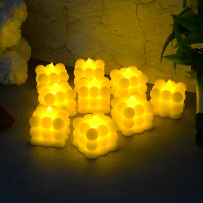 Decorative LED Bubble Candles – Flameless Tealight Candles with Warm Glow for Home (9 Pc  Set)