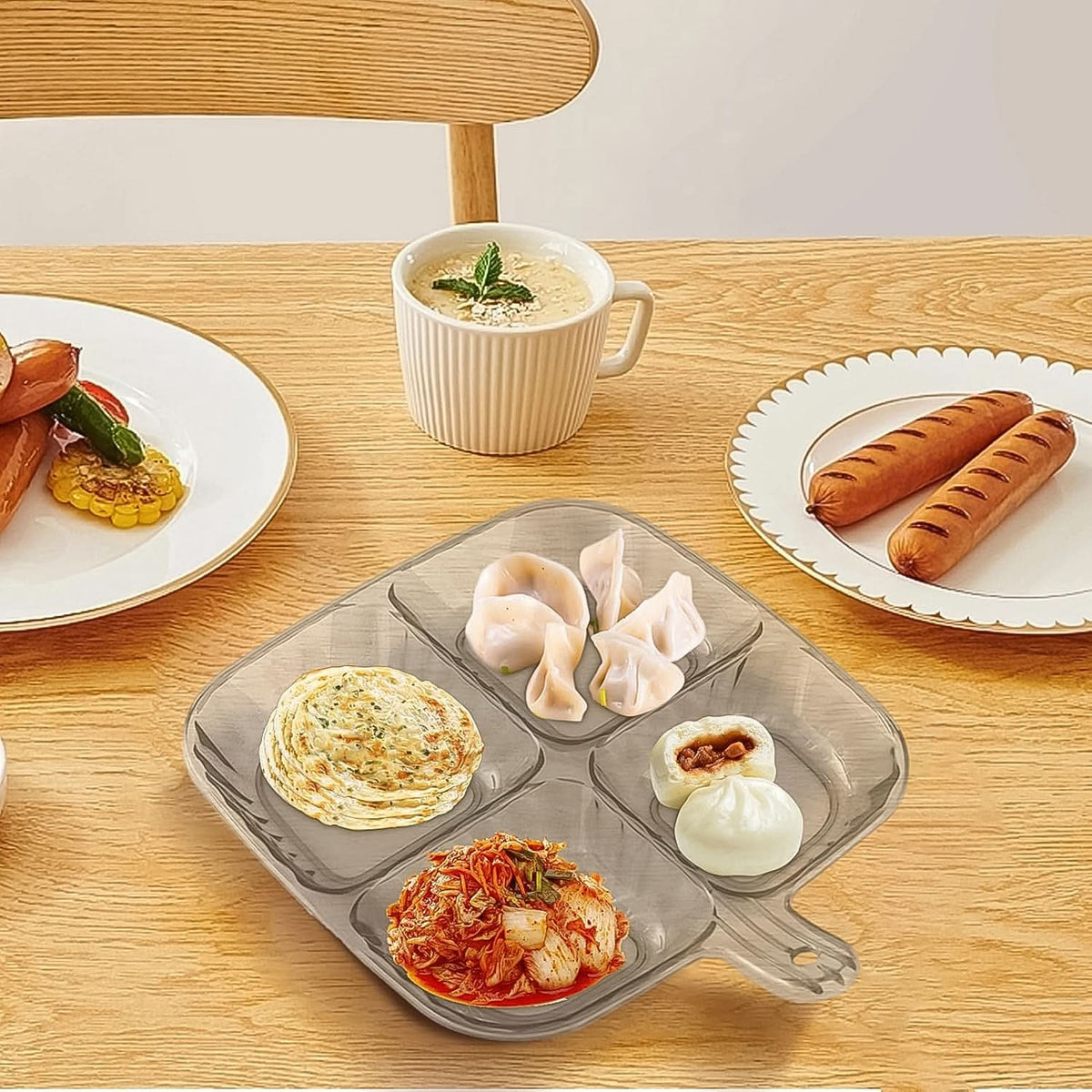 Plastic Kitchen Trays For Serving (4 Compartment  1 Pc) HP DD