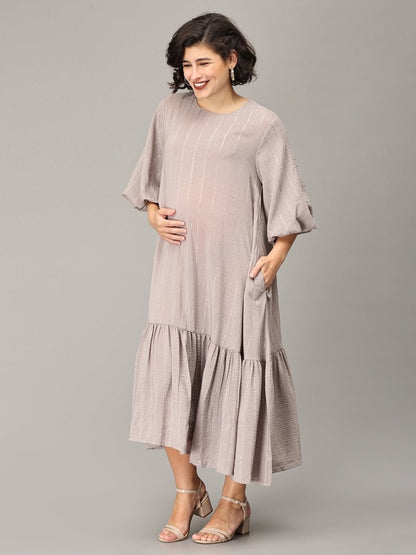 Embrace The Grey Maternity Oversized Tunic Dress - DRS-SK-GOV-S