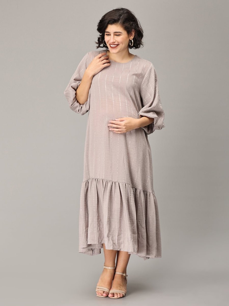Embrace The Grey Maternity Oversized Tunic Dress - DRS-SK-GOV-S