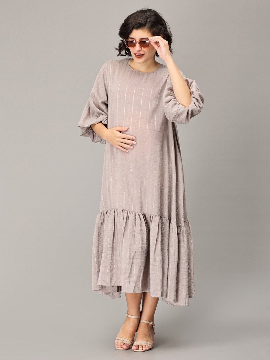 Embrace The Grey Maternity Oversized Tunic Dress - DRS-SK-GOV-S