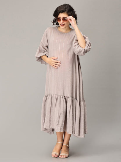 Embrace The Grey Maternity Oversized Tunic Dress - DRS-SK-GOV-S