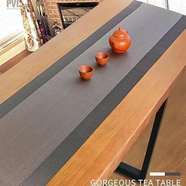 P-plus international bamboo-like woven vinyl table runner heat resistant decoration - HalfPe