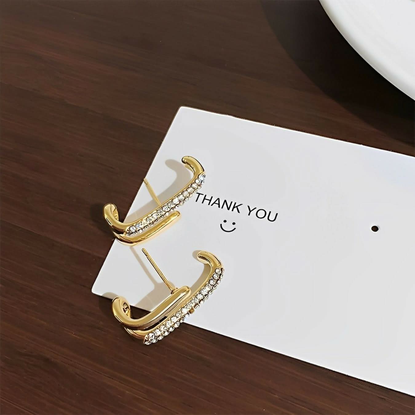 Modern Gold Square Hoop Earrings with Dainty Diamond Accent pinapes