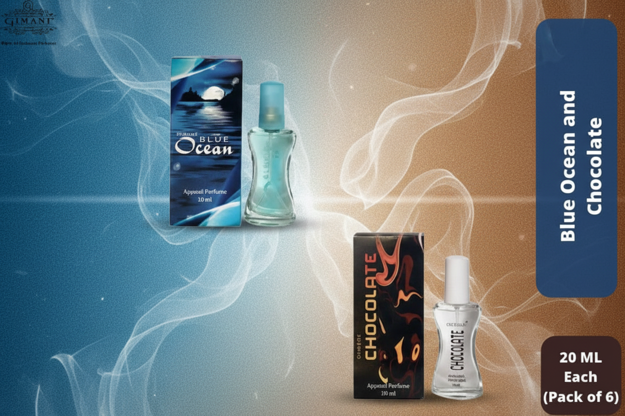 Gimani Blue Ocean(3pcs) and Chocolate(3pcs) Perfumes 20ml Each (Pack of 6) Gimanifragrances