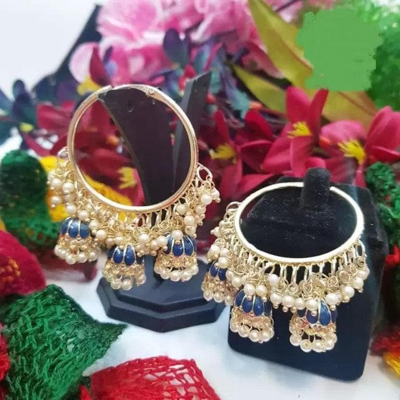 Ethnic pearl hanging meenakari jhumka earrings set | MANATH - HalfPe