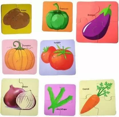 AVMART Wooden Educational Multi-Color Set of 8 (Vegetables Puzzle) - HalfPe