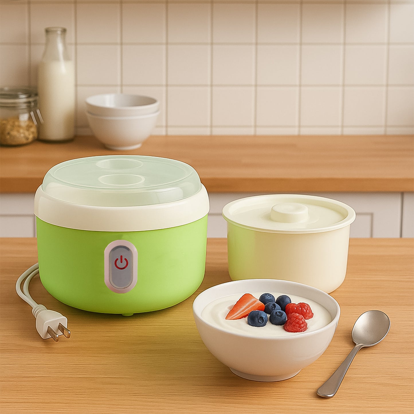 Electric Yogurt Maker Used In All Kinds Of Household And Kitchen Places For Making Yoghurt.