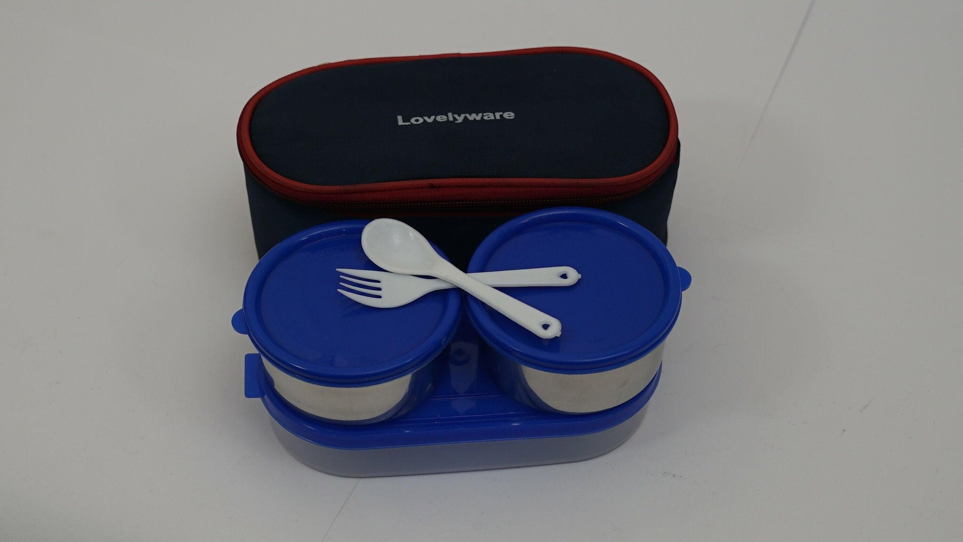 Lunch Box 3 Hum Tum (400ml *2 Container, 500ml O Tray With Spoon & Fork) - HalfPe