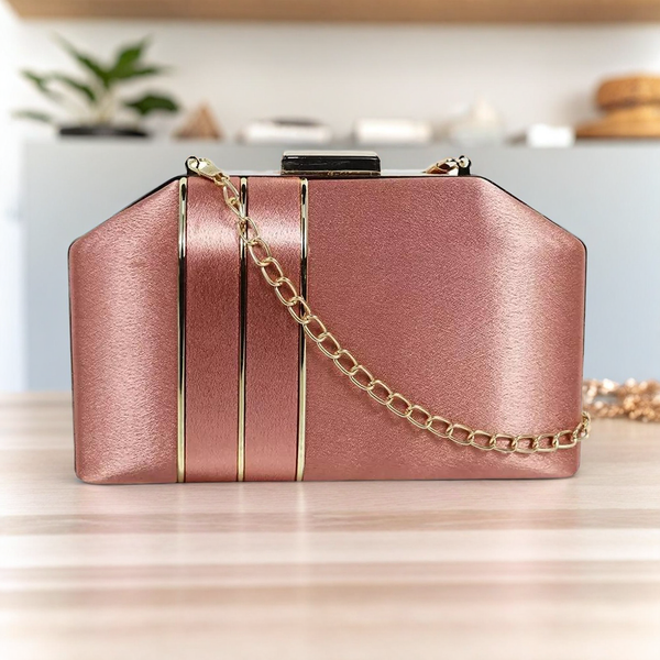 Women’s Solid Party Box Clutch With Chain And Handle