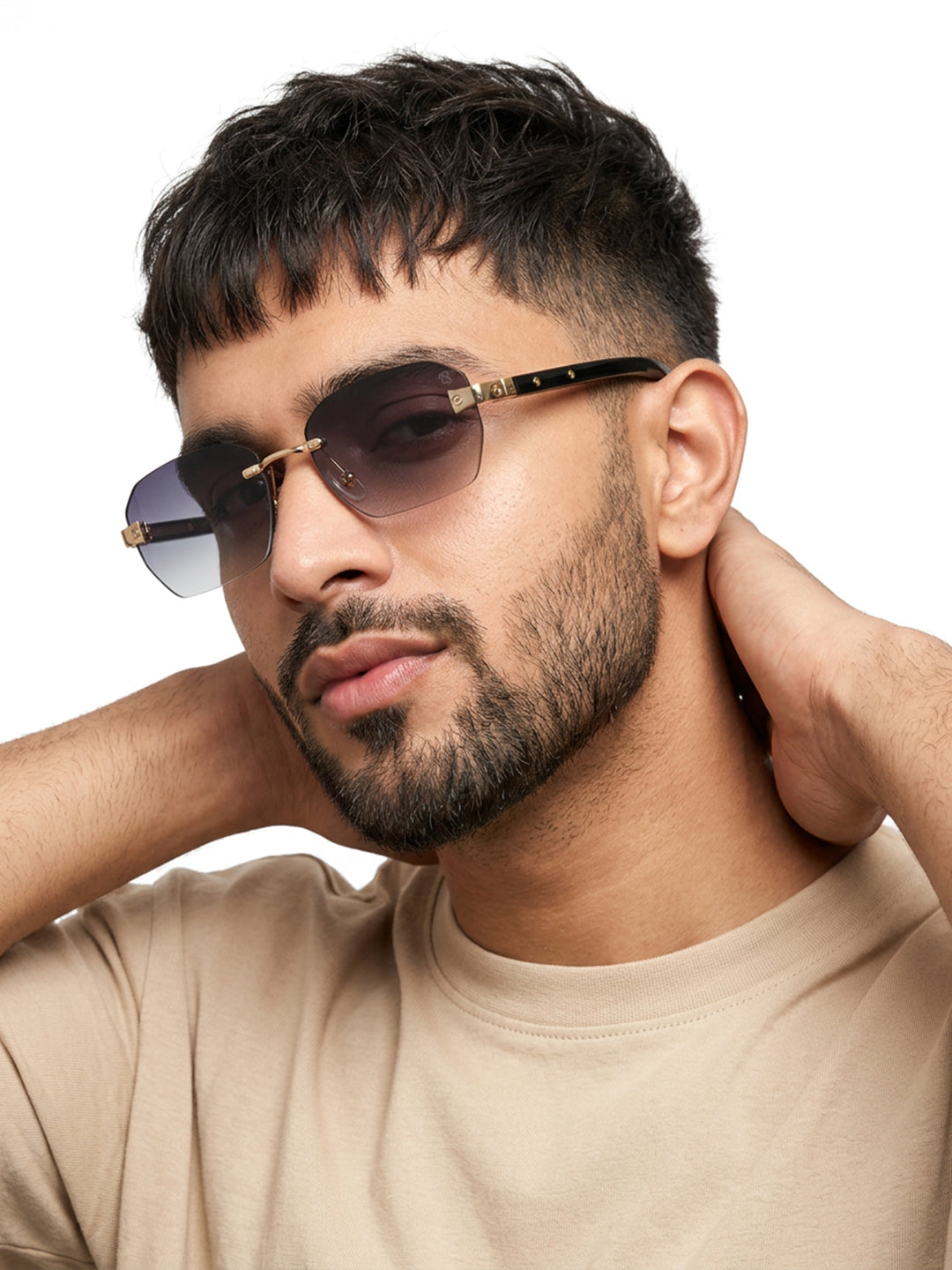 Essence Amber Golden Rimless Sunglasses for Men and Women - Style 2548 - view 1