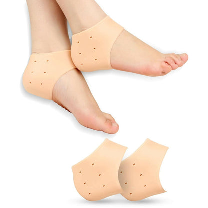 Ross Silicone Gel Heel Pad Socks for Pain Relief - 1 Pair (Beige, Free Size) - HalfPe