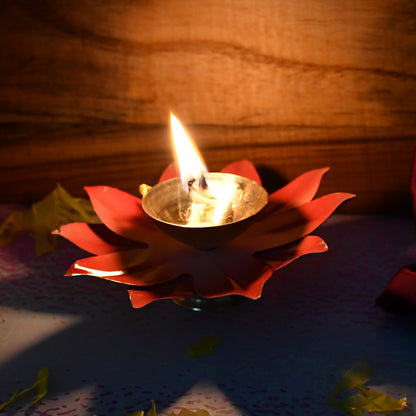 Lotus Shaped Brass Oil Diya (1 Pc)