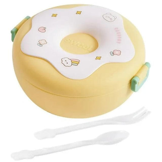 Sweet Donut Shape Lunch Box For All (Yellow) - HalfPe