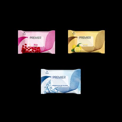 Premier Refreshing Face Cleaning Wet Wipes (75 Sheets) | 25 Pulls per Pack | Pack of 3 Assorted | Soft, Skin-Friendly, Alcohol-Free | Perfect for Home, Travel & Office | Hydrates for Instant Freshness HP Xpress