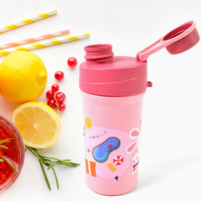 Plastic Lunch Box – Leak-Proof, 2 Compartments with Bottle & Fork (1 Set, Mix Color)