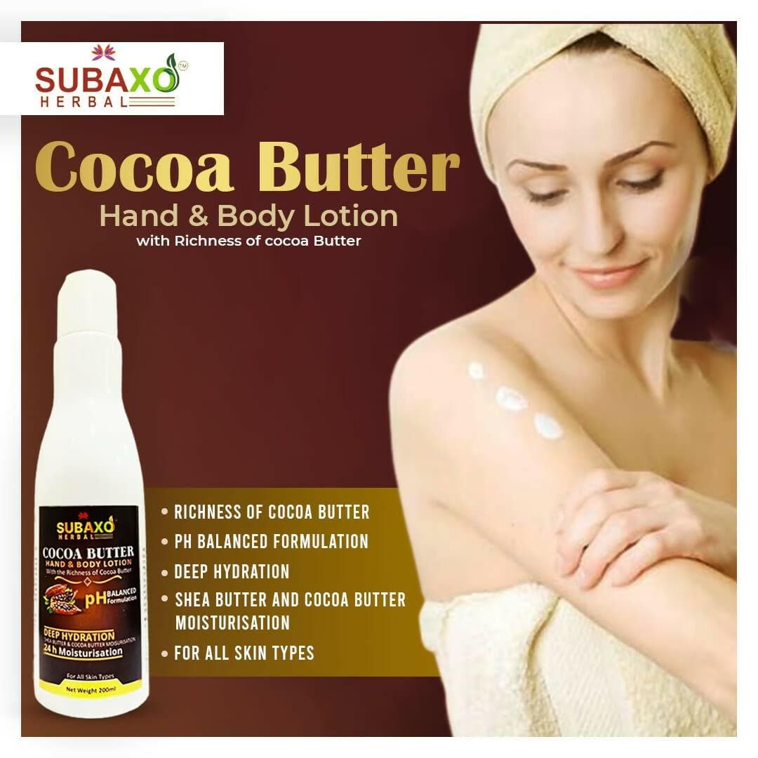 SUBAXO Cocoa Butter hand and body lotion(200ml) and Neem AloeVera Face Wash (200ml) Combo - HalfPe