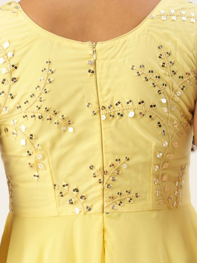 Bollywood Vogue Ready To Wear Yellow Embroidered Gown