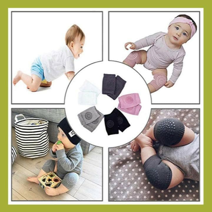 SAFE-O-KID- Pack Of 3- Crawling Baby, Toddler, Infant Anti-Slip Elbow And Knee Pads/Guards (Multi colour) - HalfPe