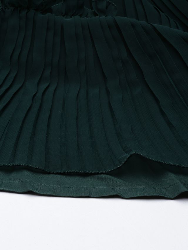 Bollywood Vogue Ready To Wear Green Georgette Sequins Wide Leg Pant Set