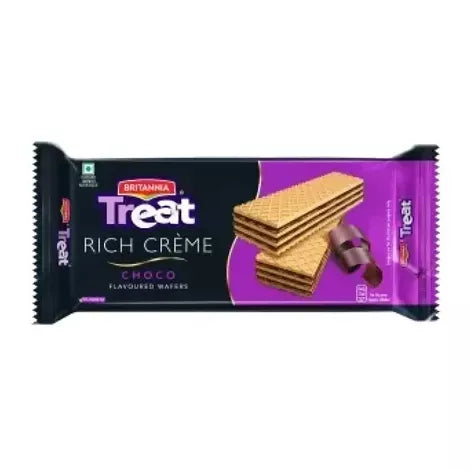 Britannia Treat Creme Wafers - Choco Flavoured Wafer Biscuit 55 gm (pack of 2)