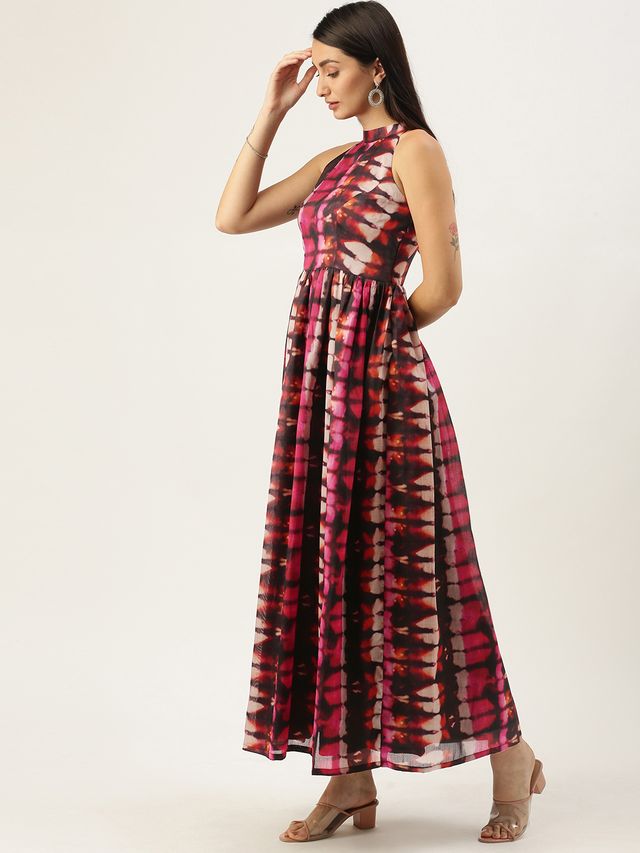 Bollywood Vogue Ready To Wear Multicolored Digital Printed Gathered Dress