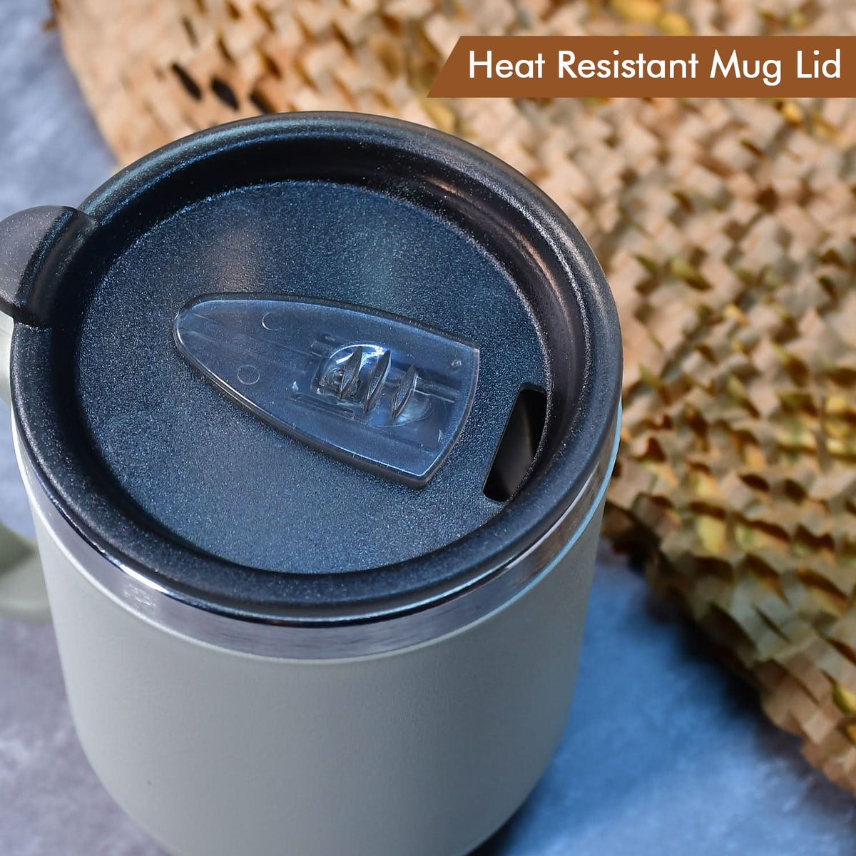 Ganesh Premium Stainless Steel Coffee Mug With Heat Resistant Mug Lid. Approx 400ml Mug. HP DD