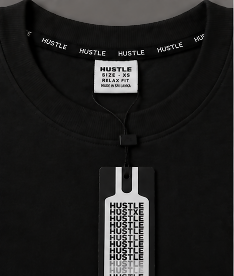 HUSTLE Men's Crew Neck Relax Fit Tees - Black