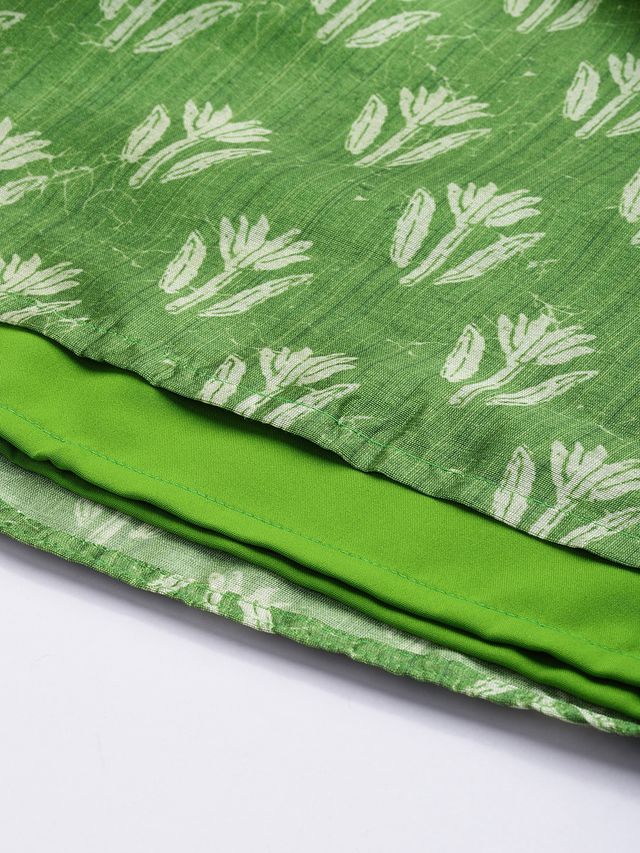Bollywood Vogue Ready To Wear Green Art Silk Digital Printed Co Ords Set