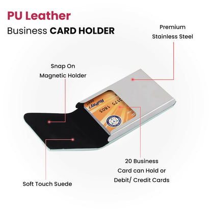 Burb Check Unisex Vertical Card Holder for Credit Debit ATM Business Visiting RFID Blocking Stainless Steel (1 x 10 x 6 cm)