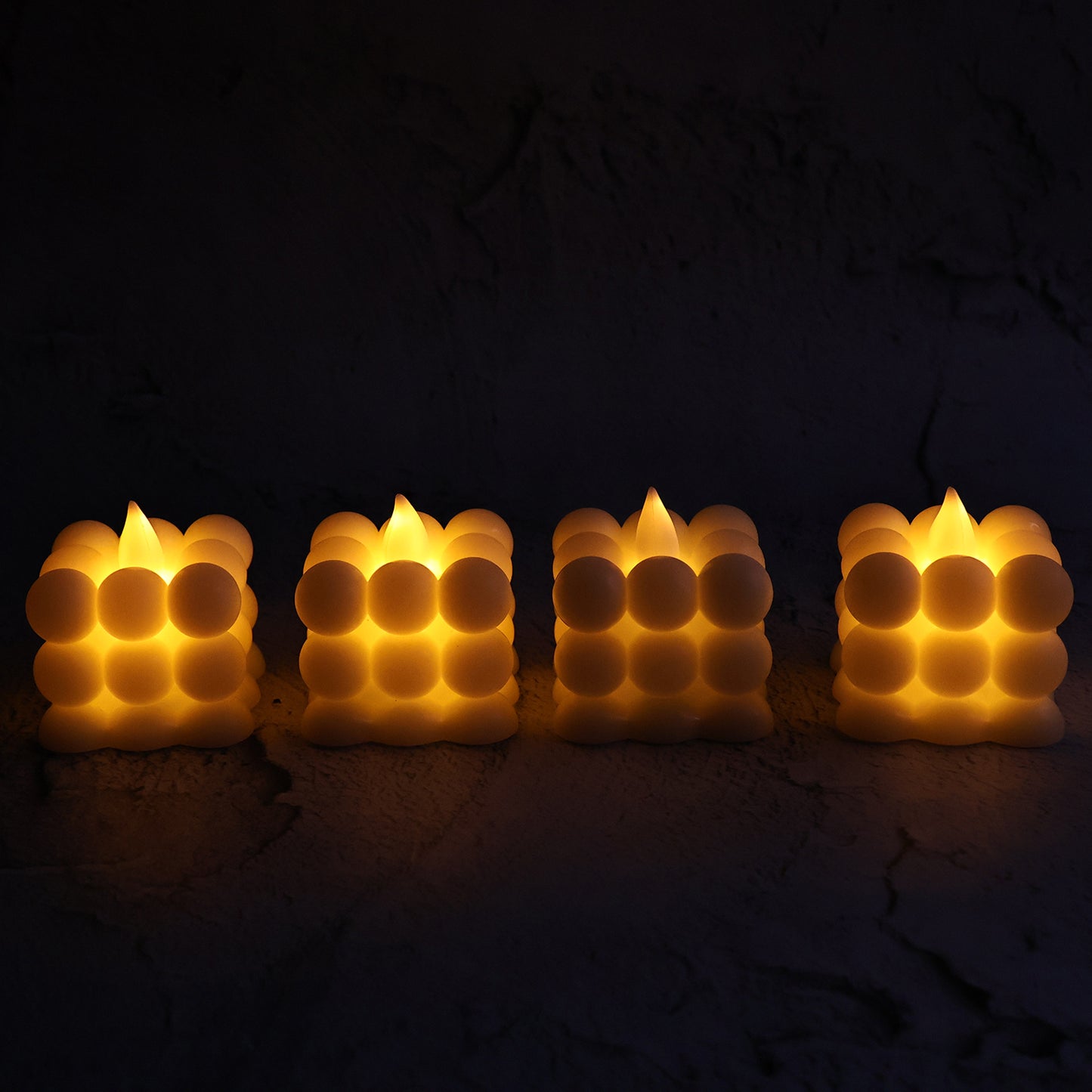 Decorative LED Bubble Candles – Flameless Tealight Candles with Warm Glow for Home(4 Pc  Set)
