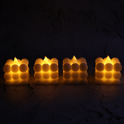 Decorative LED Bubble Candles – Flameless Tealight Candles with Warm Glow for Home(4 Pc  Set)