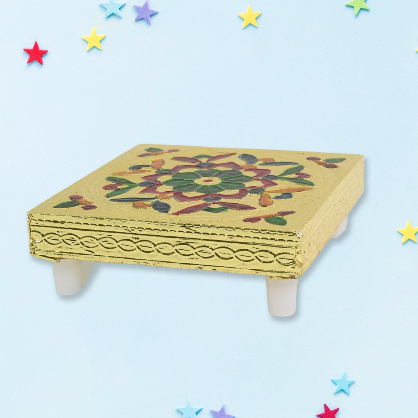 Multipurpose Traditional Decorative Design Wooden Chowkibajot (1 Pc Set)