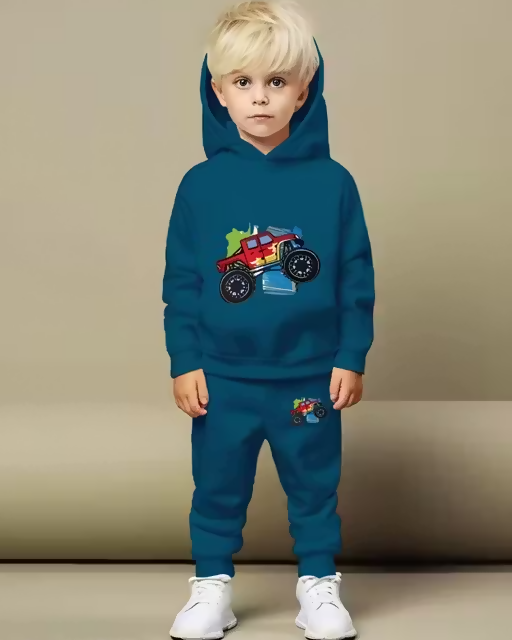 Kids Printed Hoodie & Joggers Combo Luck Fashion