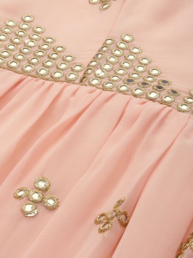 Bollywood Vogue Ready To Wear Mauve Embroidered Strap Neck Dress