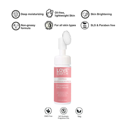 Love Earth Centella Asiatica & Licorice Foaming Face Wash For Sensitive Skin,Anti Pigmentation,Anti Blemishes,Reduce Freckles 100Ml