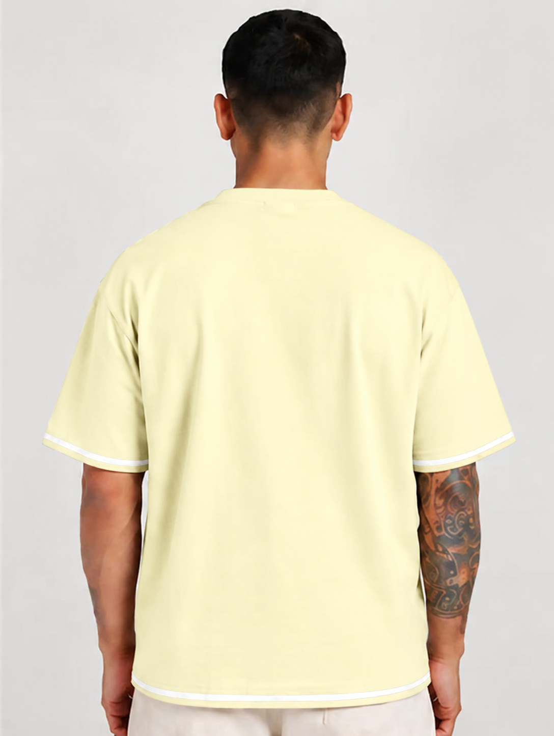 HUSTLE Men's Crew Neck Oversized T-Shirt – Warm Cream