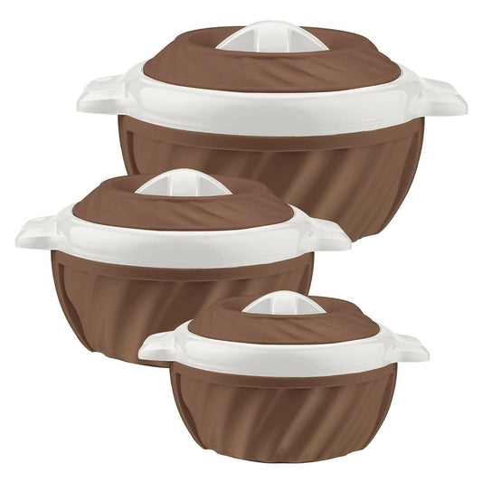 SELVEL Insulated Casserole Set of 3 - (1800 ml, 1180 ml and 650 ml Brown) - HalfPe