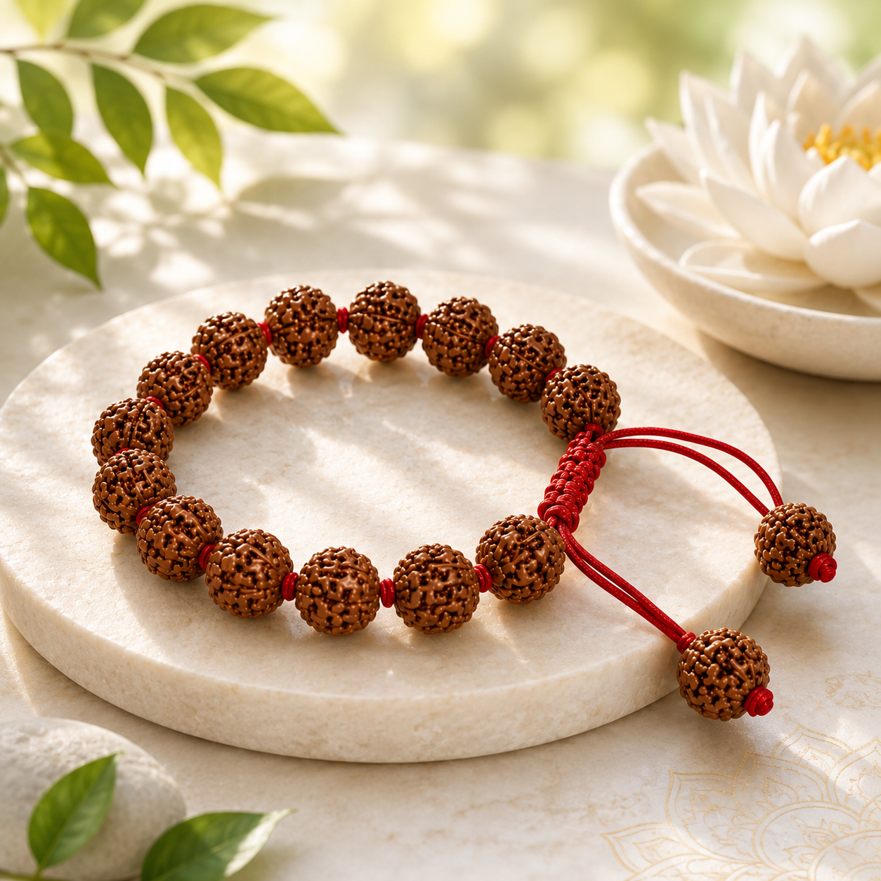 Sacred 7 Mukhi Rudraksha Beaded Bracelet for Financial Stability