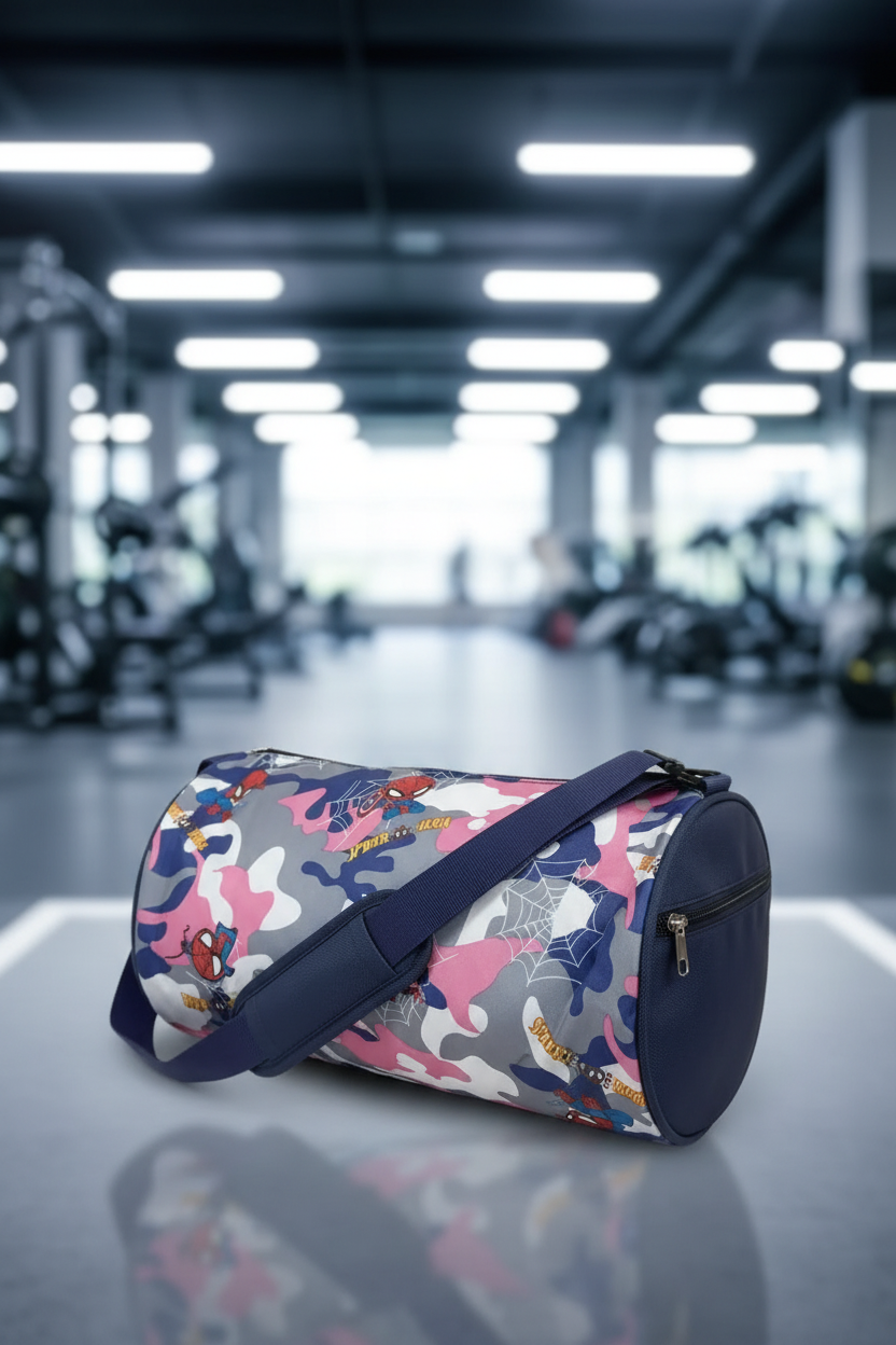 5 L Small Duffle Cum Gym/Sports Bag (Blue Spidy) - Blue SUPER