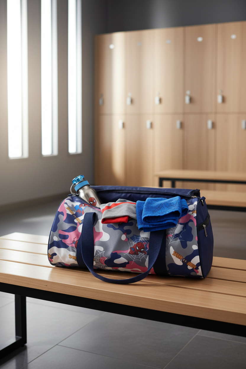 5 L Small Duffle Cum Gym/Sports Bag (Blue Spidy) - Blue SUPER