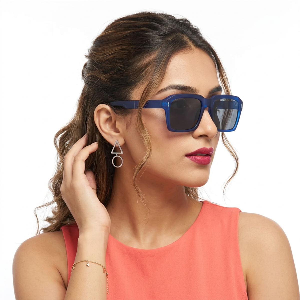 Eyejack Blue Wayfarer Sunglasses for Men and Women - Style 1042 - worn by a male model (image 3)