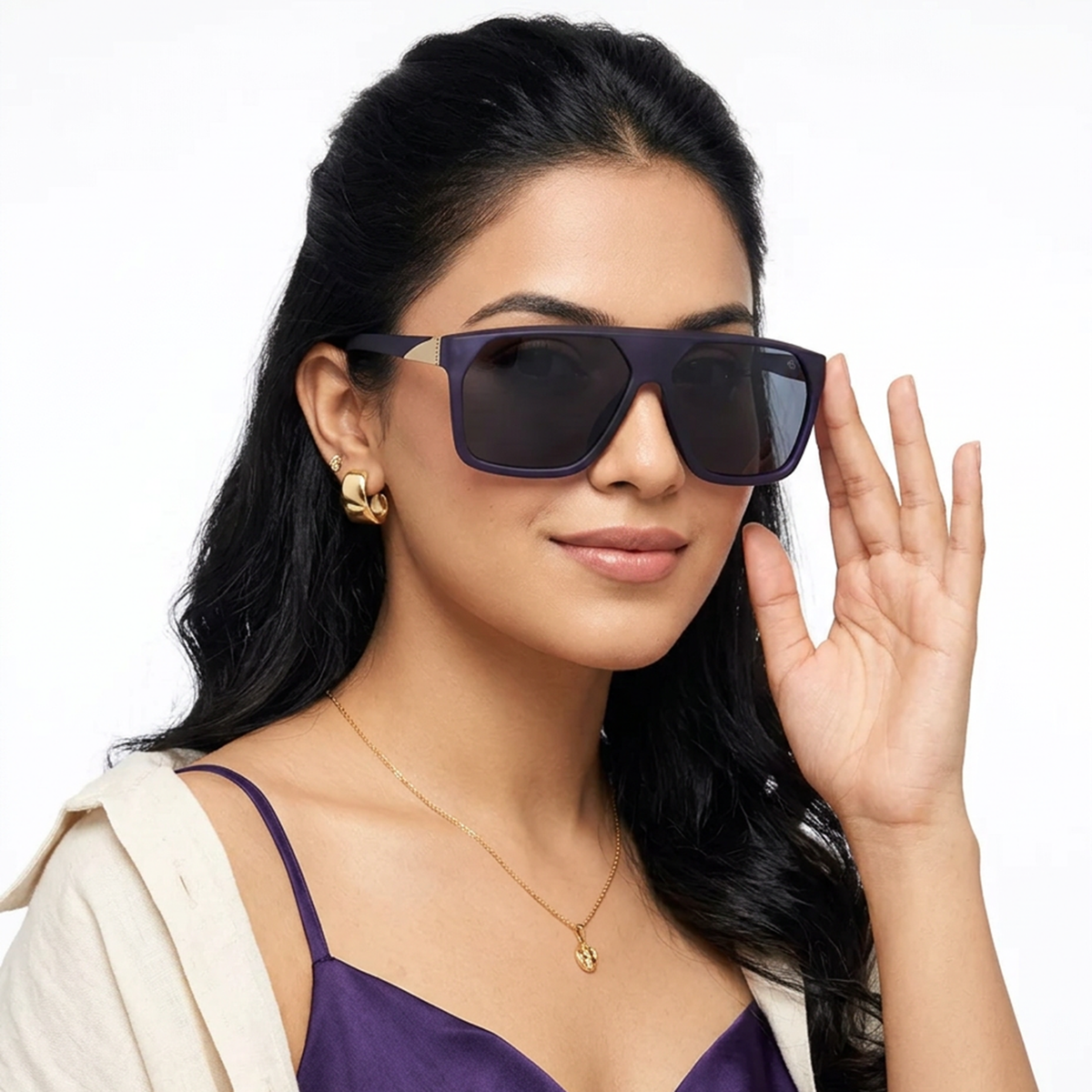 Eyejack Blue Wayfarer Sunglasses for Men and Women - Style 1051 - worn by a male model (image 4)
