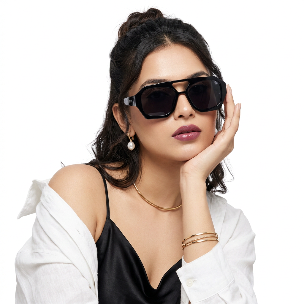 Eyejack Black Wayfarer Sunglasses for Men and Women - Style 1003 - worn by a male model (image 3)