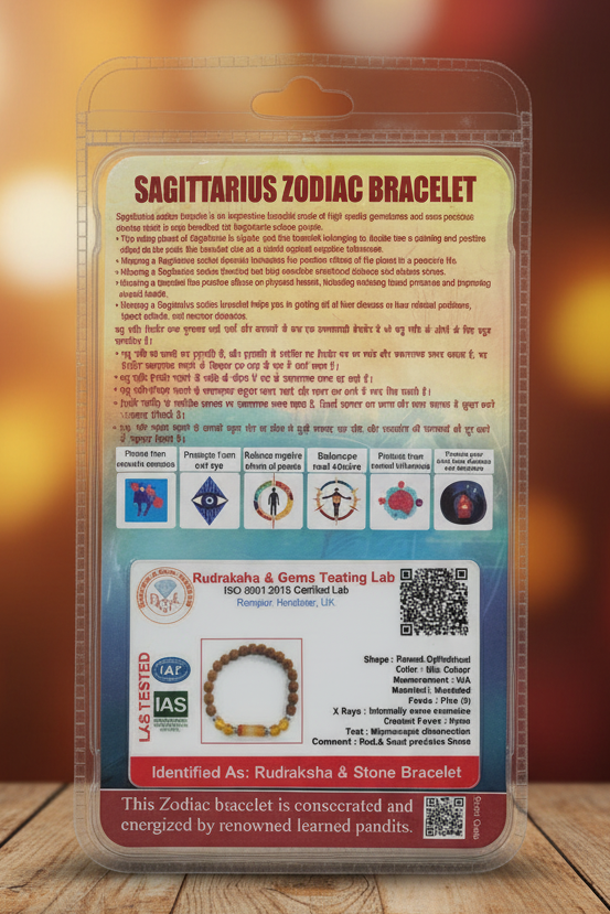Sagittarius Rashi Rudraksha Bracelet (Dhanussu Rashi-ధనుస్సు రాశి) – Positivity, Balance & Protective Energy Band